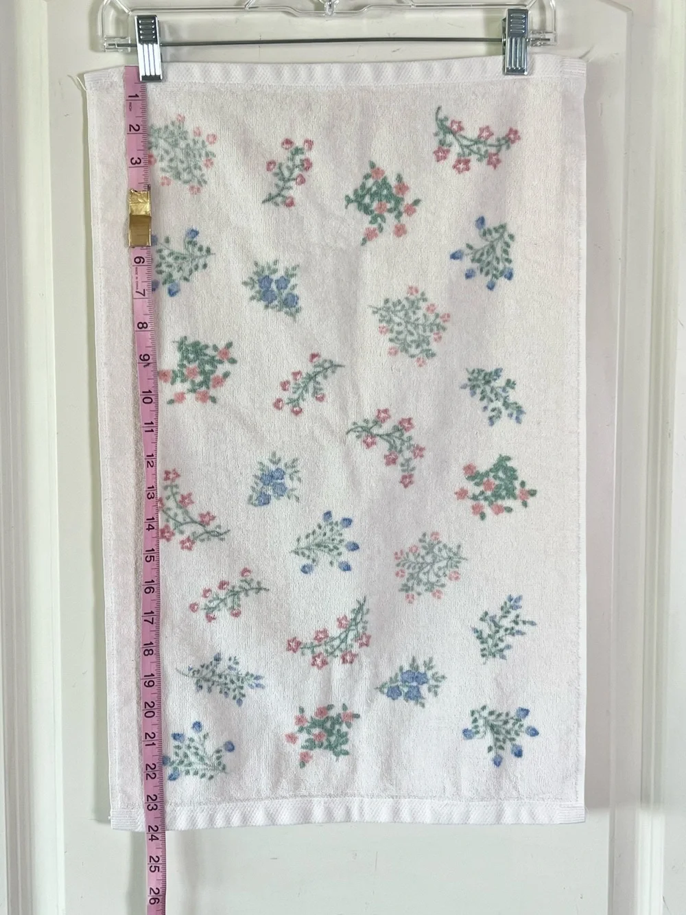 Vintage JCPenney 100% Cotton Hand Towel Blue Green Ditsy Floral 24x15